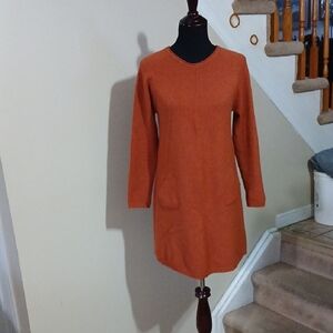 Chic Long Sleeve Orange Dress Knit Dress